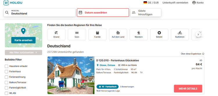 Planen Sie Ihren nächsten Urlaub mit Holidu